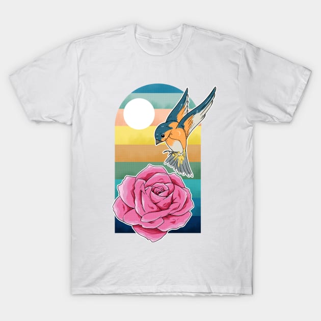 Bird and flower T-Shirt by Eoli Studio